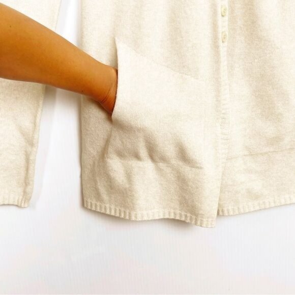 LA FEE MARABOUTEE Angora blend ivory Vneck sweater cardigan front button medium - Picture 8 of 10